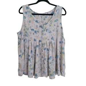 LC Lauren Conrad Floral Sleeveless Blouse - Blue and Yellow